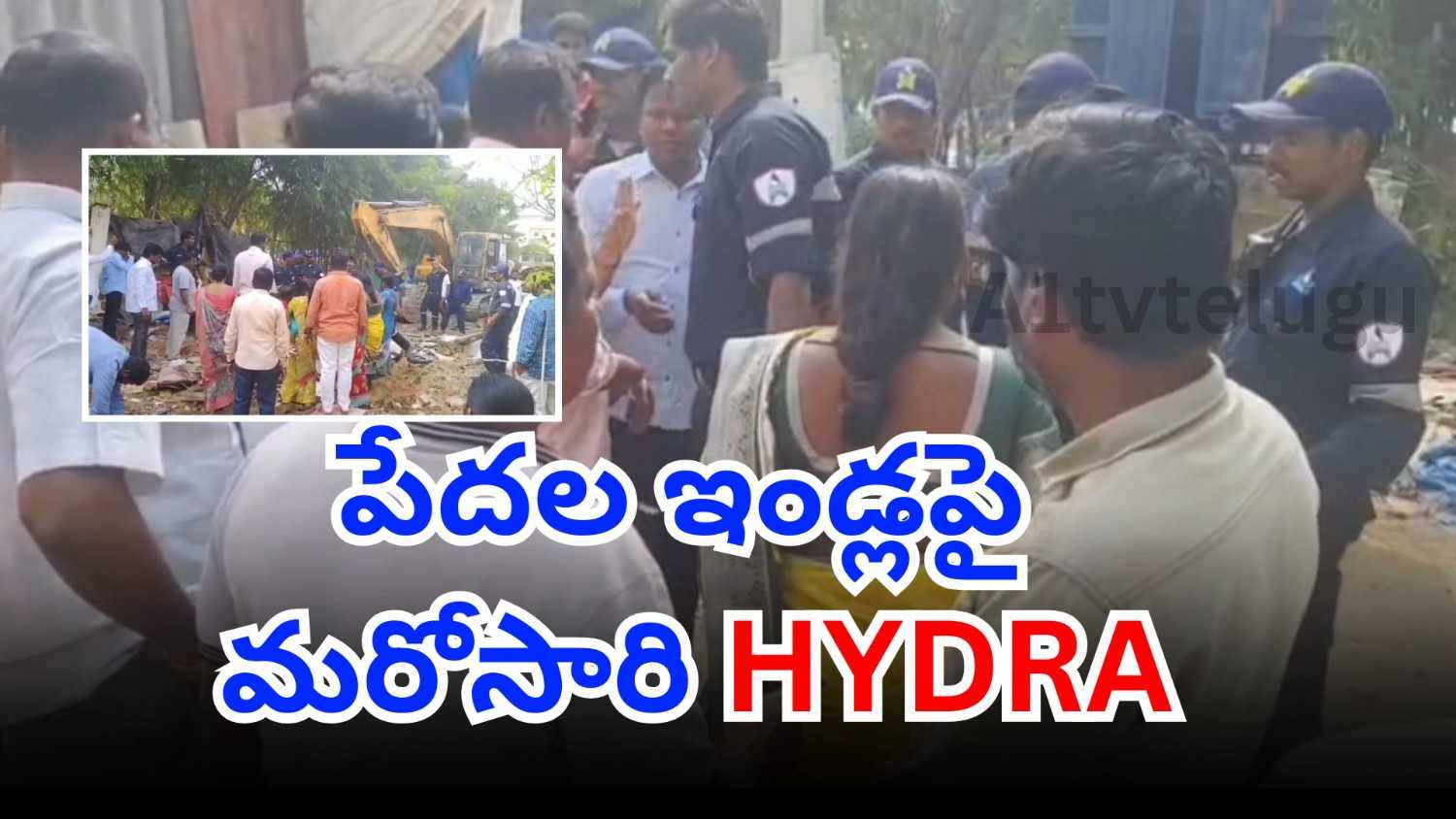 Bulldozer demolition drive in Prakash Nagar, Kukatpally, Hyderabad