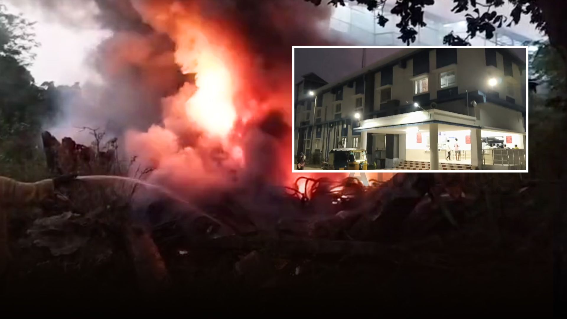 Burnt railway cable wires near Vetapalem Railway Station