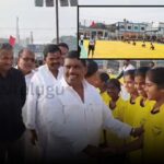 Junior kho kho players competing at Pathan Cheru Maithri Grounds, Telangana