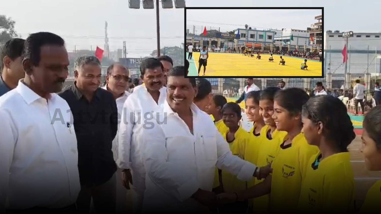 Junior kho kho players competing at Pathan Cheru Maithri Grounds, Telangana
