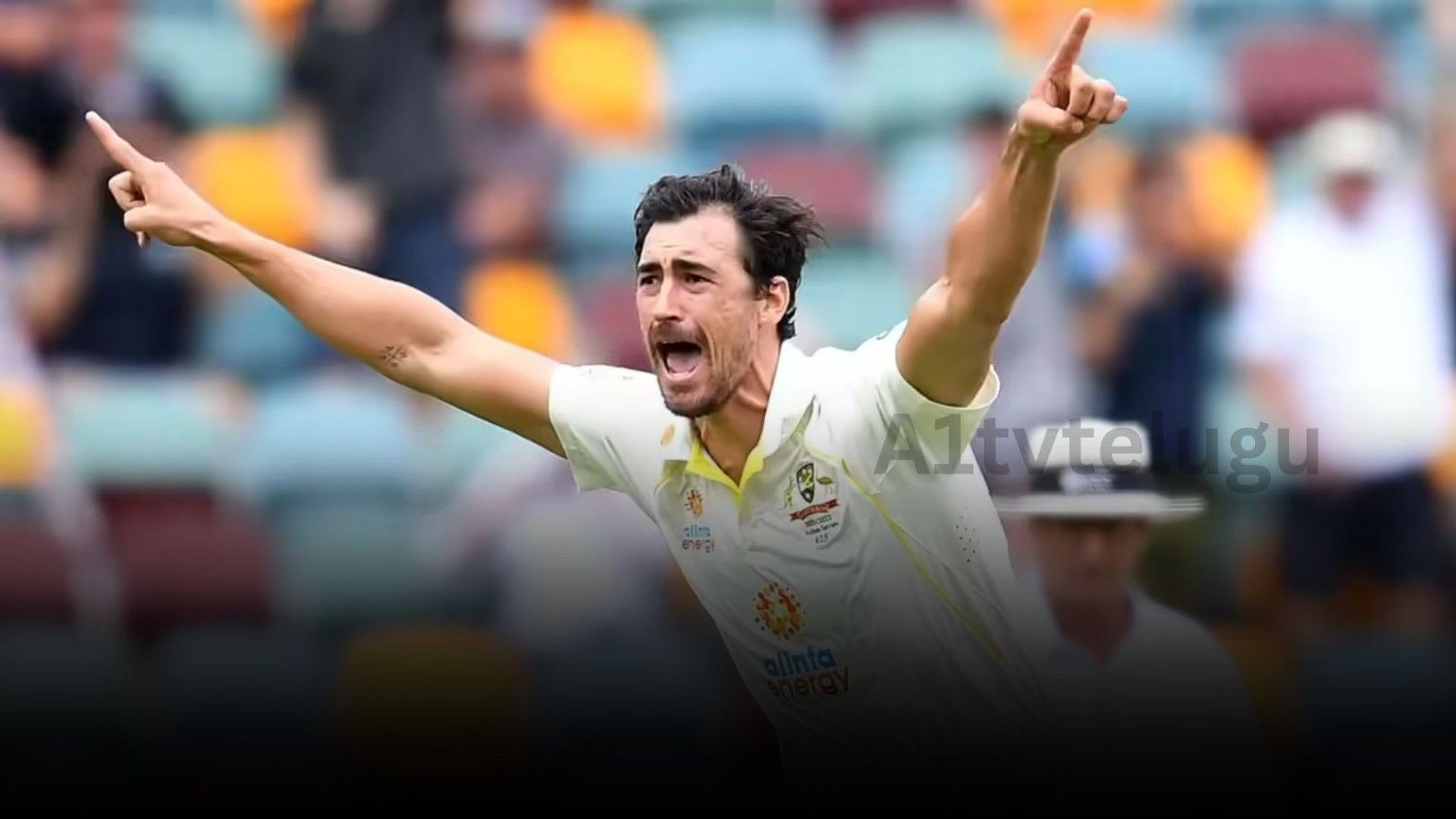 Mitchell Starc celebrates after taking 7 wickets against England in Ashes 2025