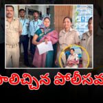 Odisha policewoman breastfeeding a crying baby outside an exam center