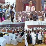 Students participating in a heated mock assembly session in Amaravati with debates and marshals intervening.