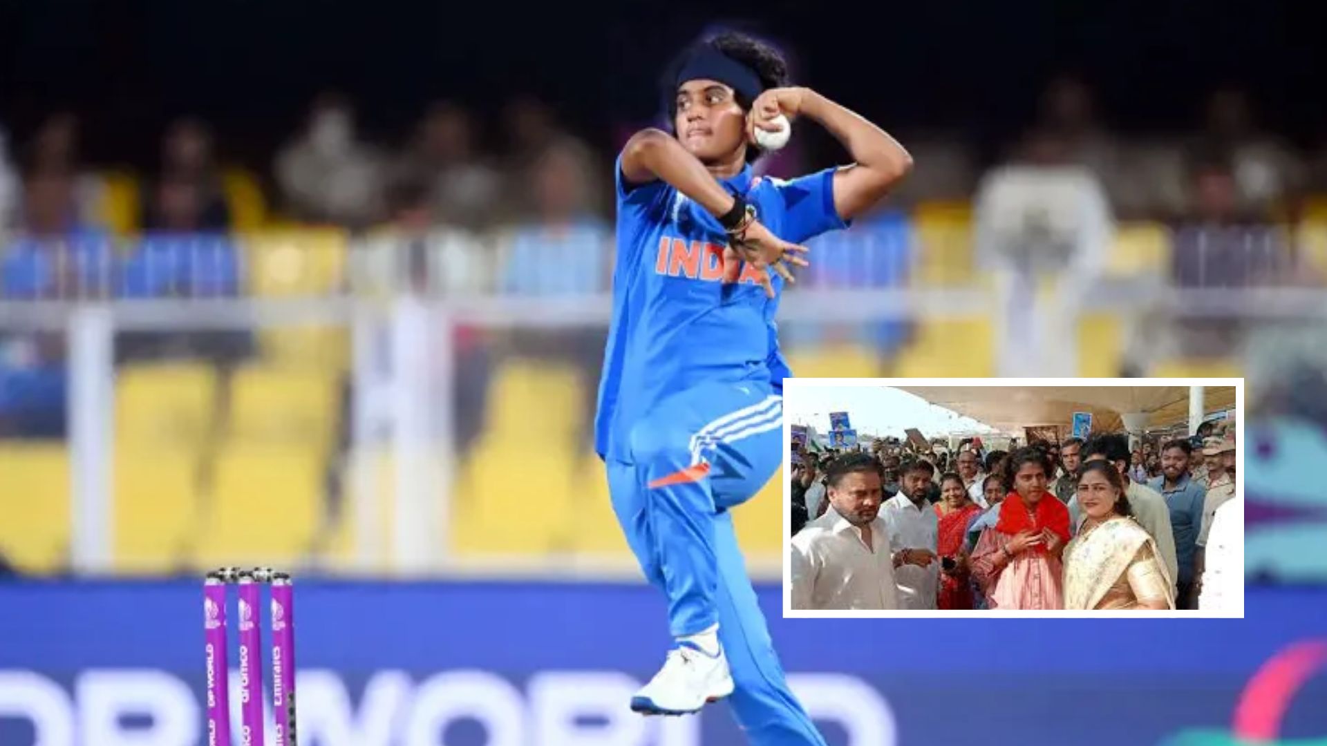 క్రికెటర్‌ శ్రీచరణికి ఆంధ్రప్రదేశ్‌లో ఘన స్వాగతం