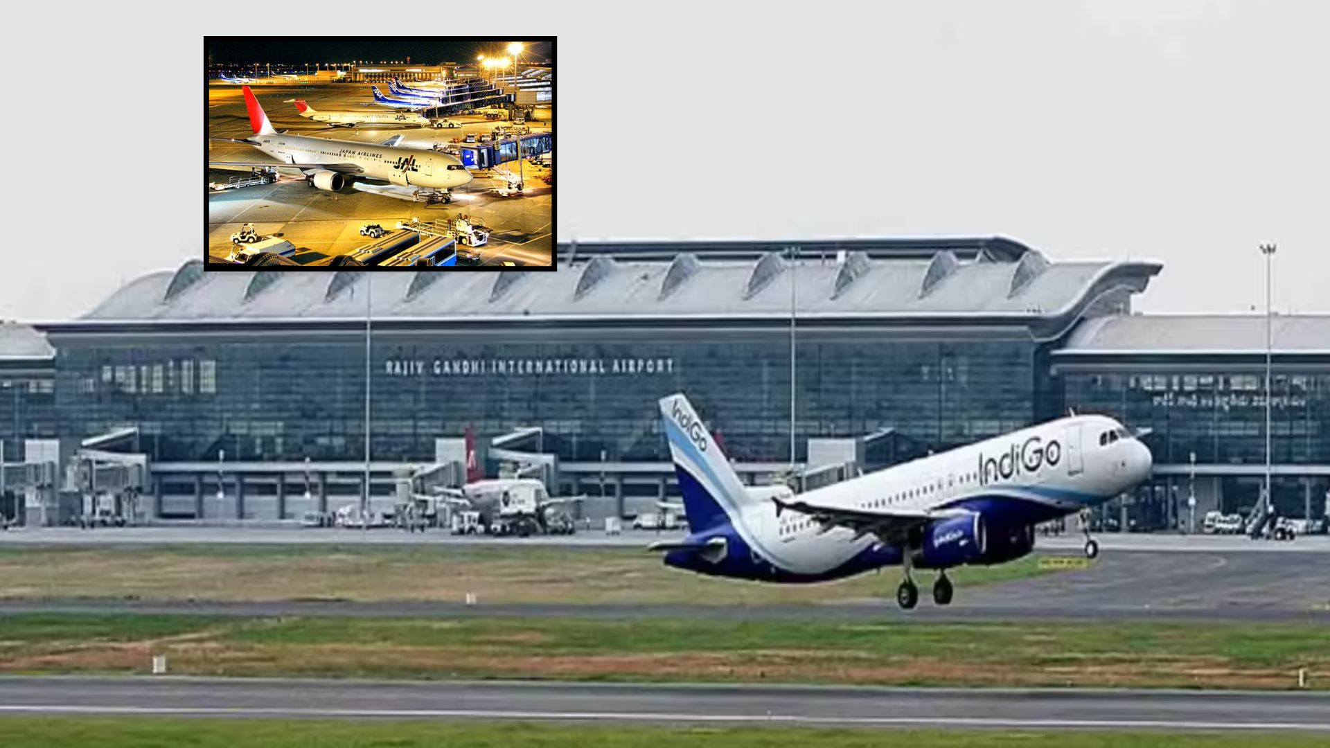 Security personnel conducting checks at Shamshabad RGIA airport