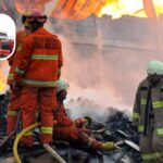Seven-storey building fire in Jakarta, Indonesia