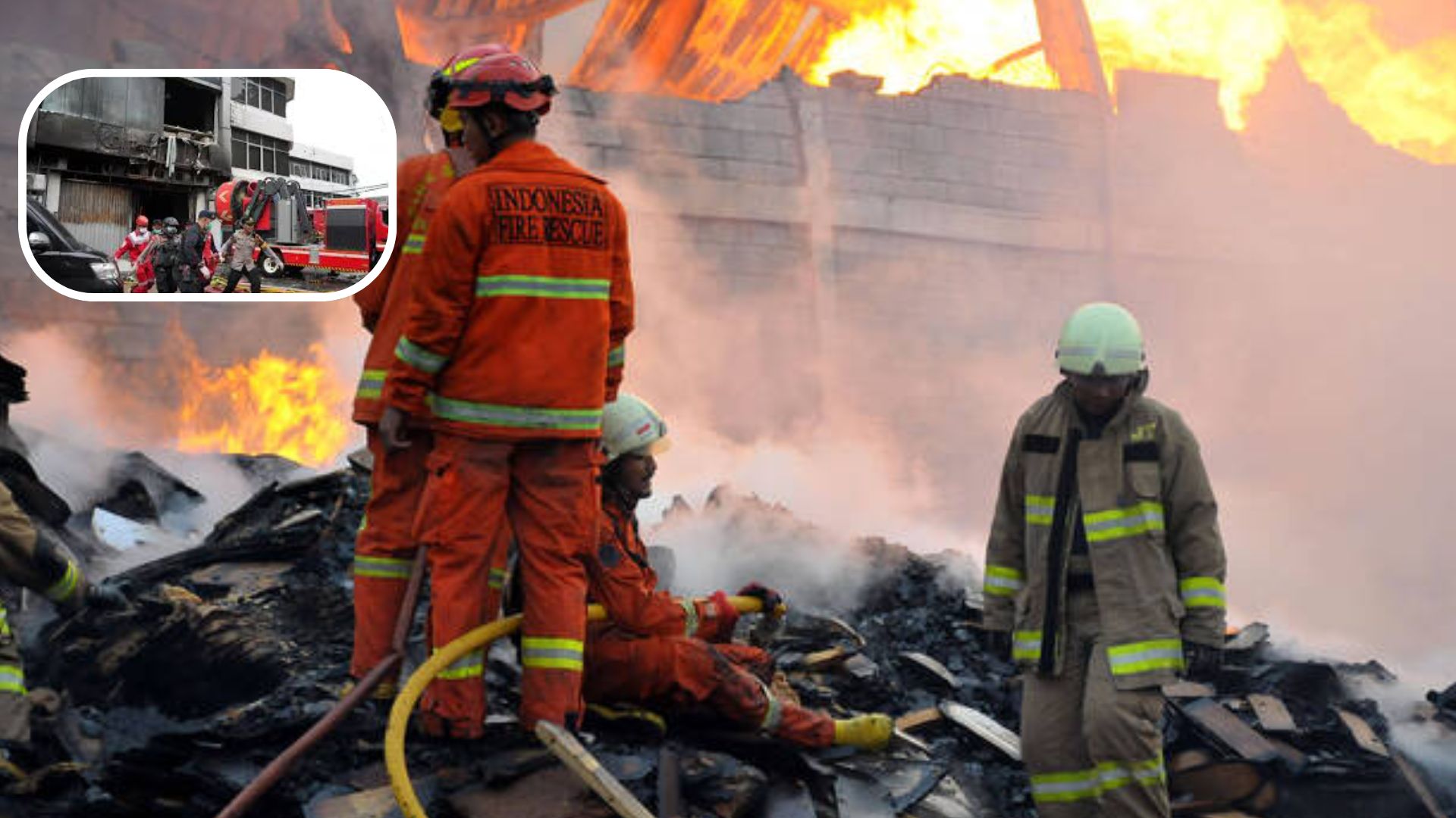Seven-storey building fire in Jakarta, Indonesia
