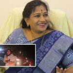 lady constable clearing traffic with baby in kakinada