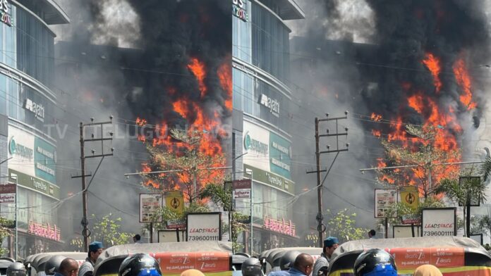 Fire accident near Jubilee Hills Metro Station at a garment shop
