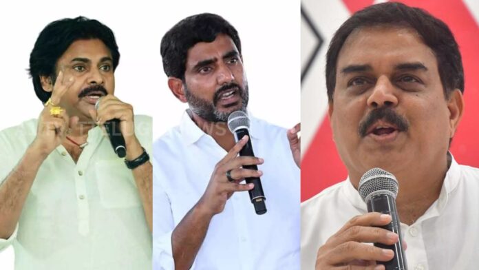 MLAs and MLCs participating in sports competitions at Indira Gandhi Municipal Stadium in Vijayawada.