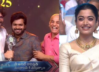 anil ravipudi receiving best screenplay award at gaddar film awards