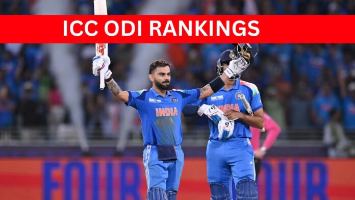 Indian cricketers Virat Kohli Rohit Sharma Shubman Gill in ICC ODI rankings top 5 list