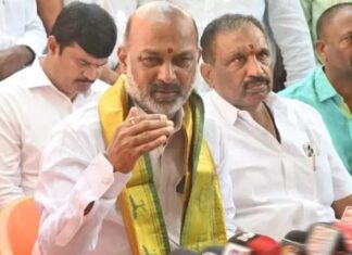 Bandi Sanjay speaking at Ugadi event criticizing Revanth Reddy and MIM over Vande Mataram controversy