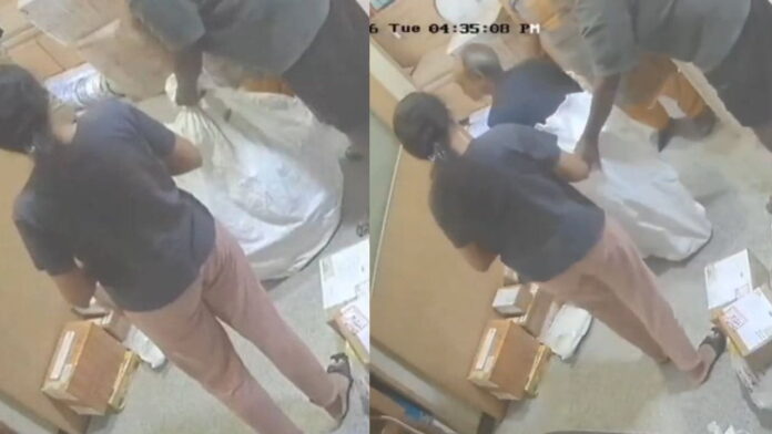 Elderly man inside a courier bag, rescued by staff, Bengaluru incident.