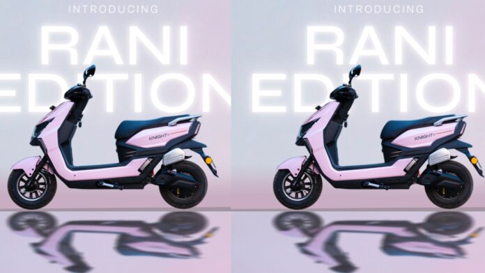 Zelo Night+ Rani edition electric scooter in baby pink with white panels