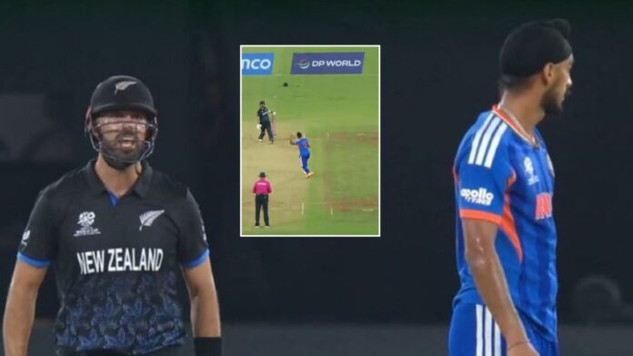 Arshdeep Singh bowling in T20 World Cup 2026 final against New Zealand