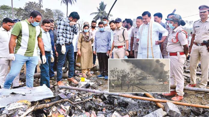 Ministers visit Kakinada fireworks explosion site and announce compensation