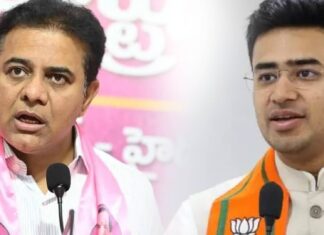 KTR reacting strongly to BJP MP Tejasvi Surya remarks on Telangana formation