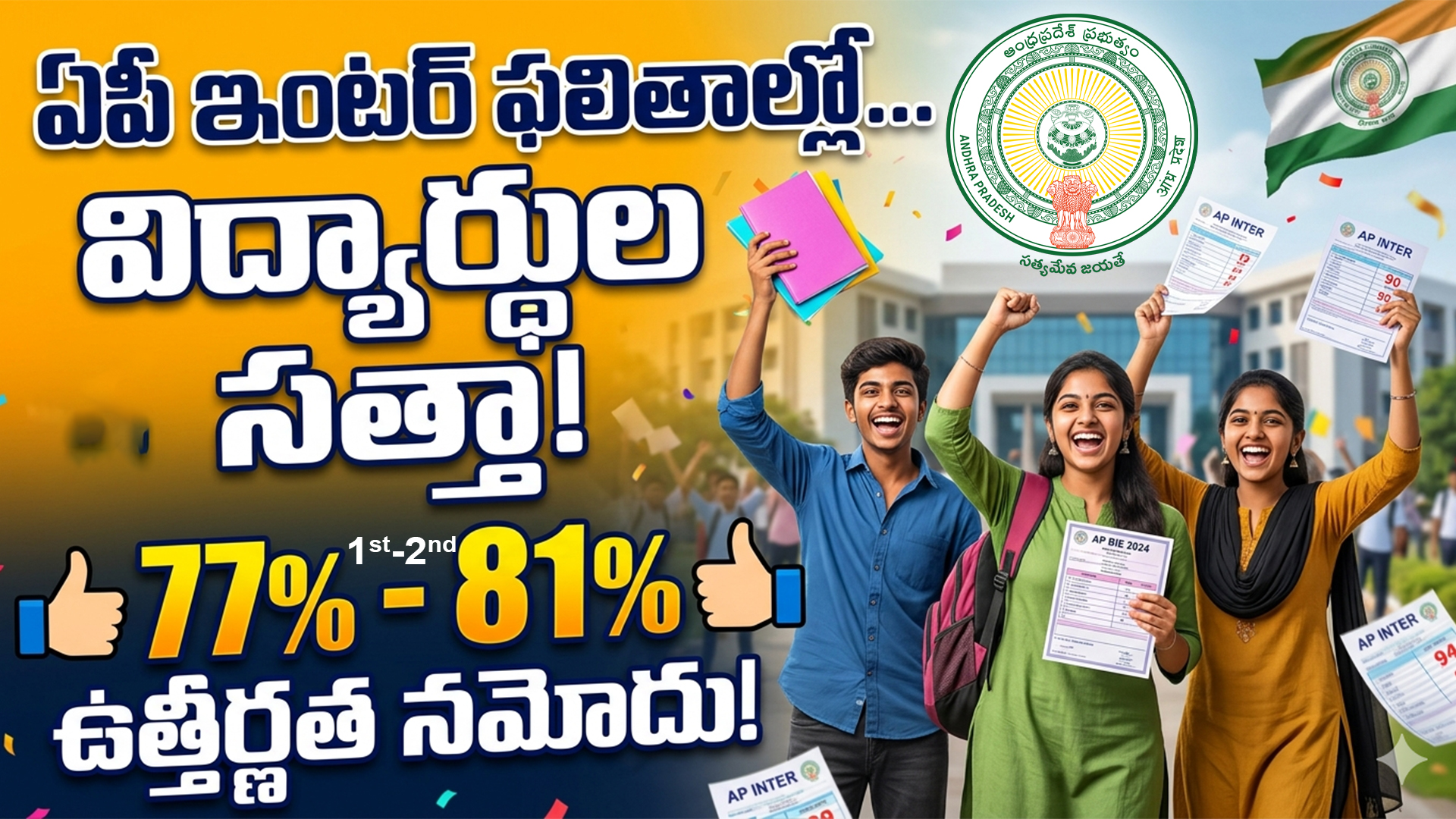 AP Inter Results 2026 | ఇంటర్ ఫలితాల్లో ఏపీ విద్యార్థుల సత్తా…77%–81% ఉత్తీర్ణత నమోదు