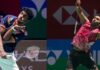 Ayush Shetty celebrates after reaching the quarterfinals of the Badminton Asia Championships