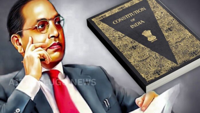 Chandrababu Naidu and Nara Lokesh paying tribute to Dr B.R. Ambedkar on his birth anniversary