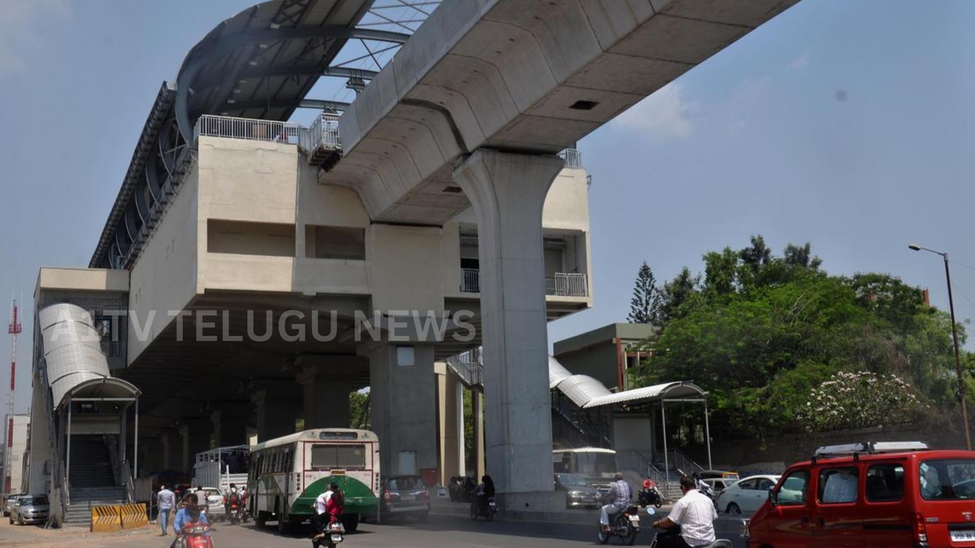 police and bomb squad checking uppal metro station after bomb threat call in hyderabad
