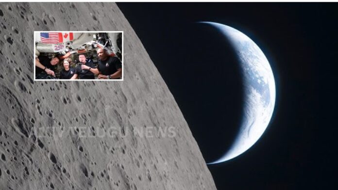artemis-2 astronauts capturing earth from moon orbit