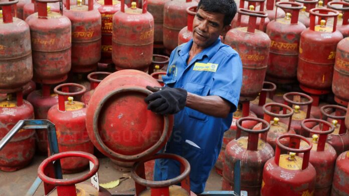 lpg gas cylinders and online booking concept showing smooth domestic gas supply in india