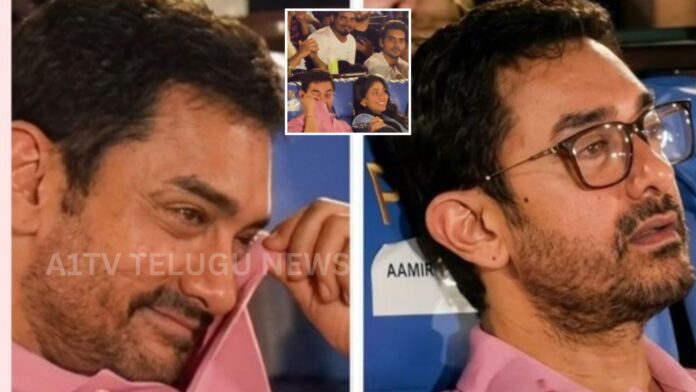 Aamir Khan wiping tears after watching Ek Din movie scene featuring Sai Pallavi and Junaid Khan