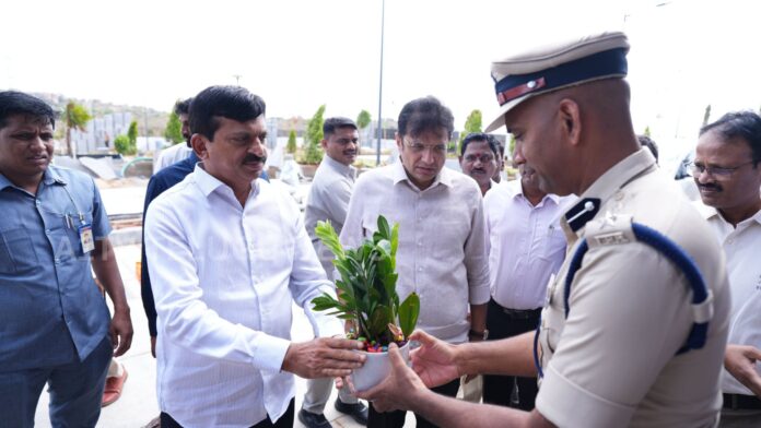 Telangana ministers inspecting Future City development project construction site