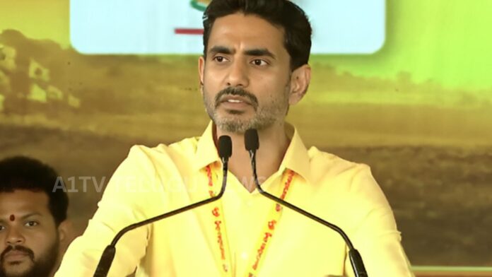 Nara Lokesh announcing 33 percent women reservation in TDP at Mahanadu event