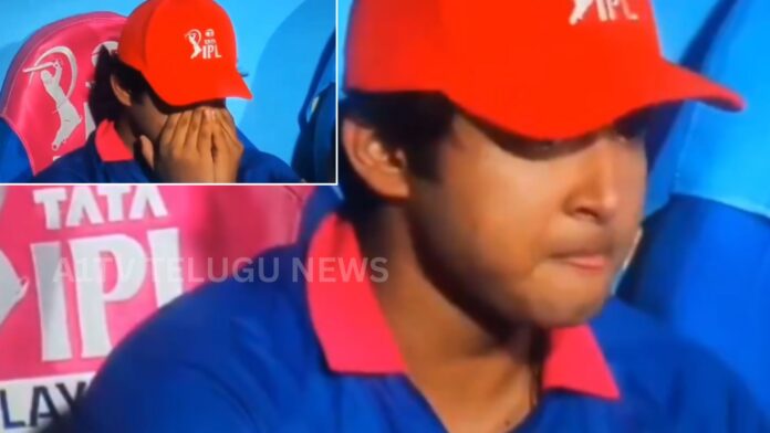 Young cricketer Vaibhav Suryavanshi crying on the field after IPL match loss