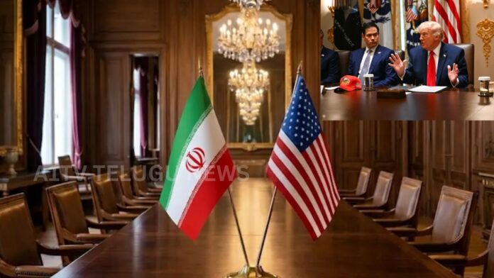Illustration of Iran and US flags representing ongoing peace deal negotiations and Middle East diplomacy