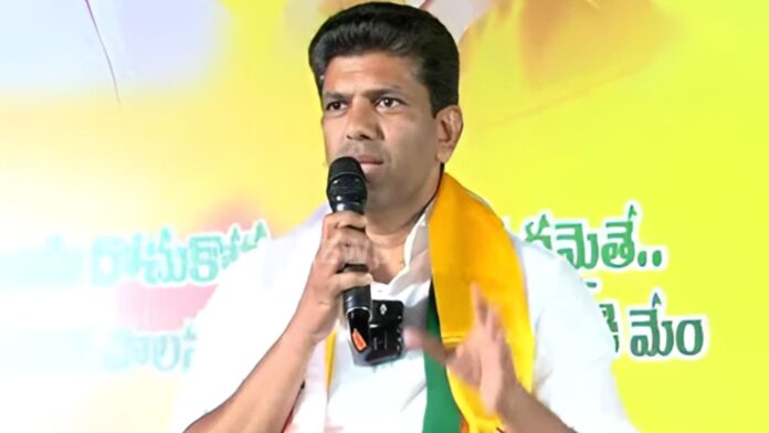 Union Minister Pemmasani Chandrasekhar addressing TDP Mahanadu in Amaravati about Andhra Pradesh development projects