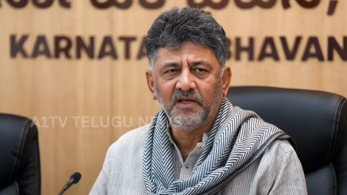 DK Shivakumar with Karnataka Congress leaders during CLP meeting after being elected as party leader
