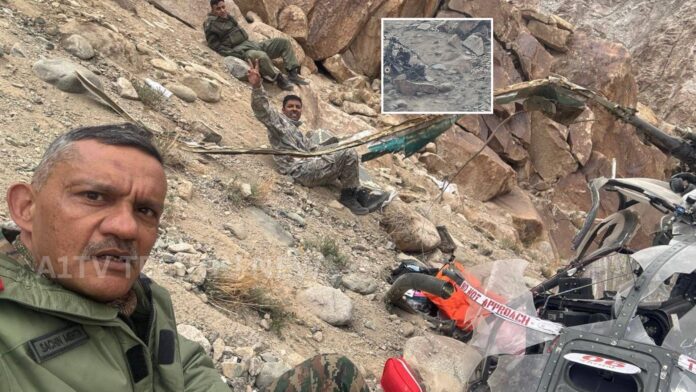 Indian Army HAL Cheetah helicopter crash incident in Ladakh with officers escaping safely