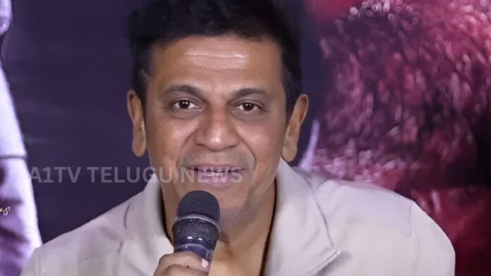 Shiva Rajkumar speaking at Peddi movie press meet praising Ram Charan performance