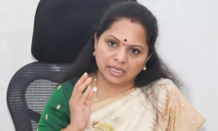 Kavitha addressing media and making political comments on Telangana politics and governance