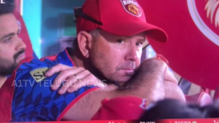 Ricky Ponting sitting alone in the Punjab Kings dugout after IPL defeat against RCB