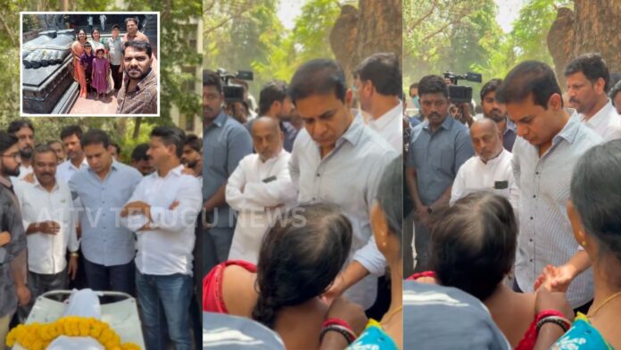 KTR consoling family members of victims who died in the Shamsabad ORR road accident