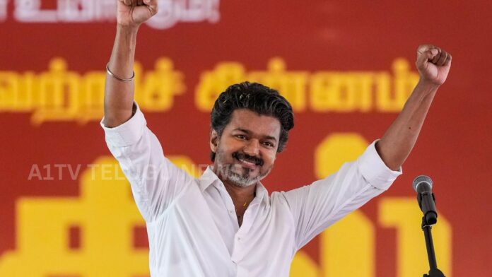 Tamil Nadu election counting showing Vijay’s party leading against DMK and AIADMK