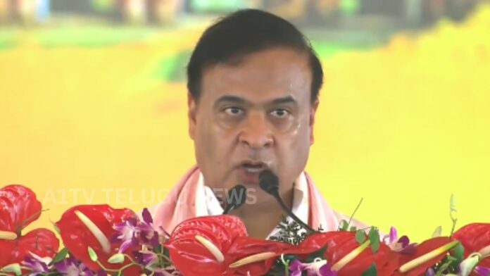 Himanta Biswa Sarma taking oath as Assam Chief Minister during a grand ceremony in Guwahati