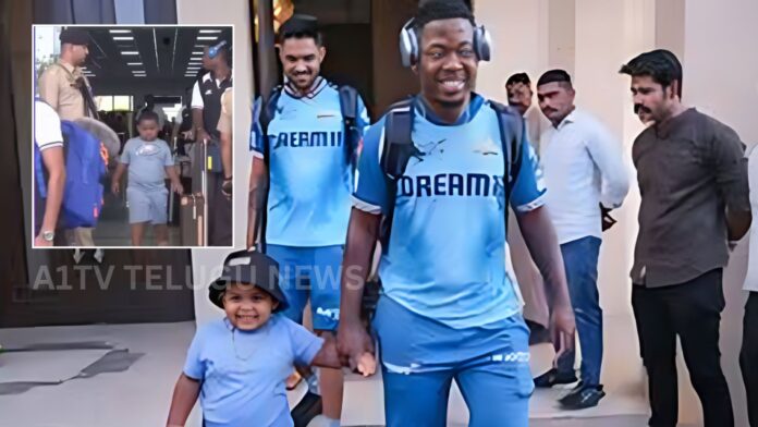 Sherfane Rutherford’s son with Rohit Sharma and viral moments at Dharamshala airport