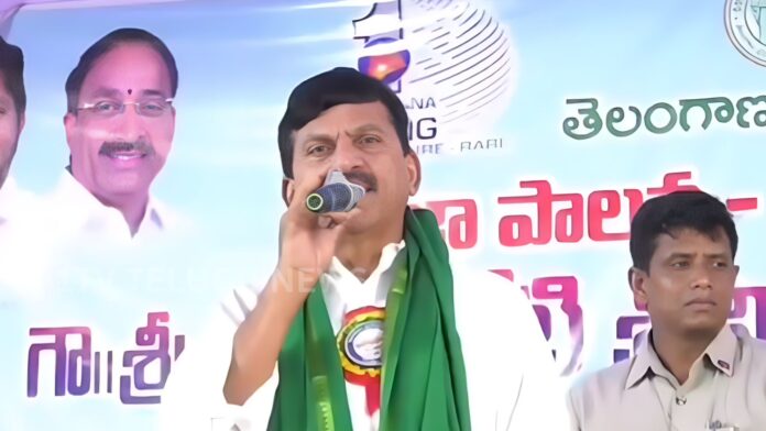 Minister Ponguleti Srinivasa Reddy addressing people during Praja Darbar program in Yedulapuram