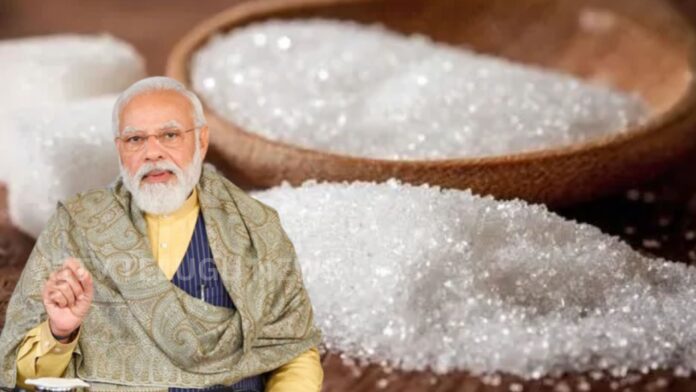 Sugar bags stacked in a warehouse after India imposes a ban on sugar exports