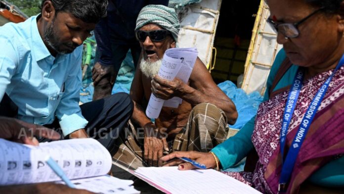 Election officials conducting voter list verification and survey process under SIR revision drive