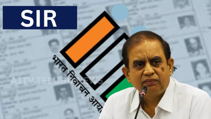 Election officials conducting house-to-house voter verification during SIR process in Telangana