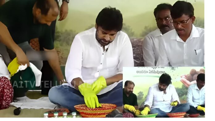 pawan kalyan planting tree at mulapadu butterfly park on world environment day