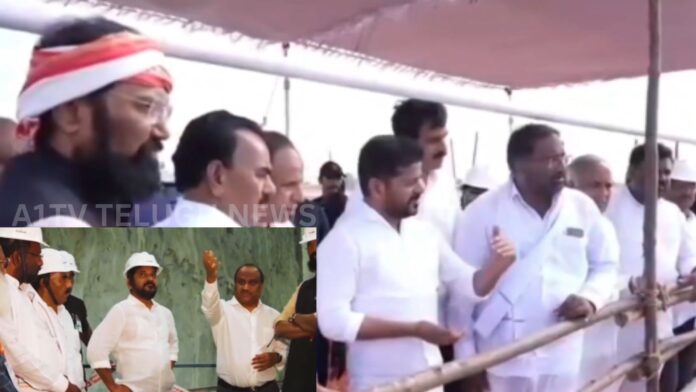 cm revanth reddy inspecting palamuru rangareddy lift irrigation project works in kollapur