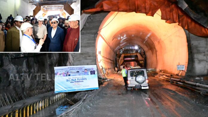 zoji la tunnel breakthrough construction in himalayan mountains india